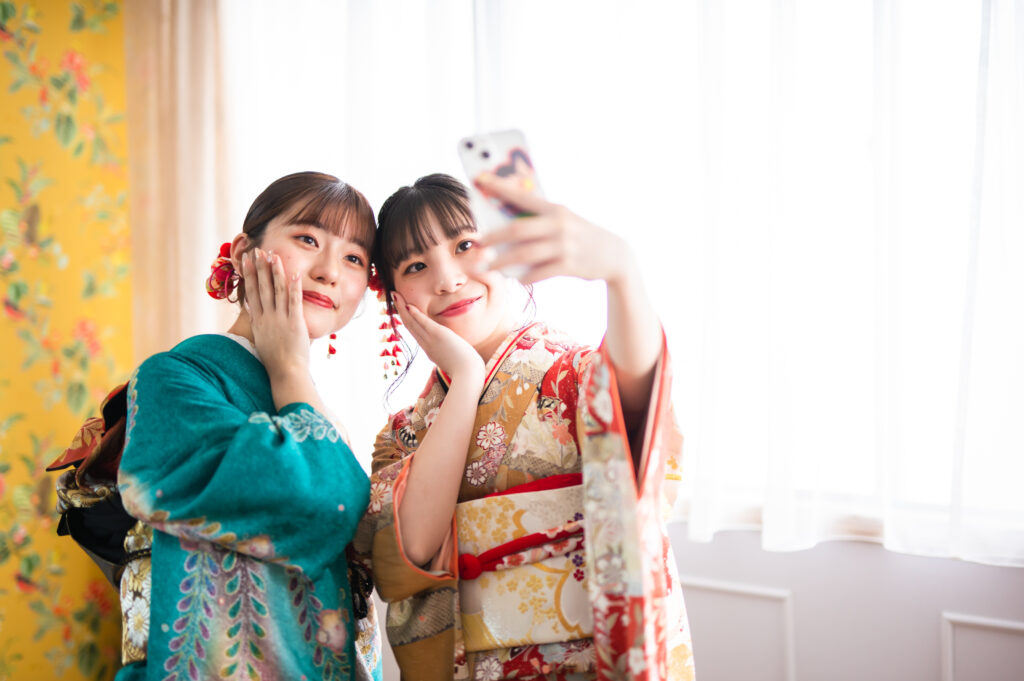 スタジオで撮影した成人式の記念写真